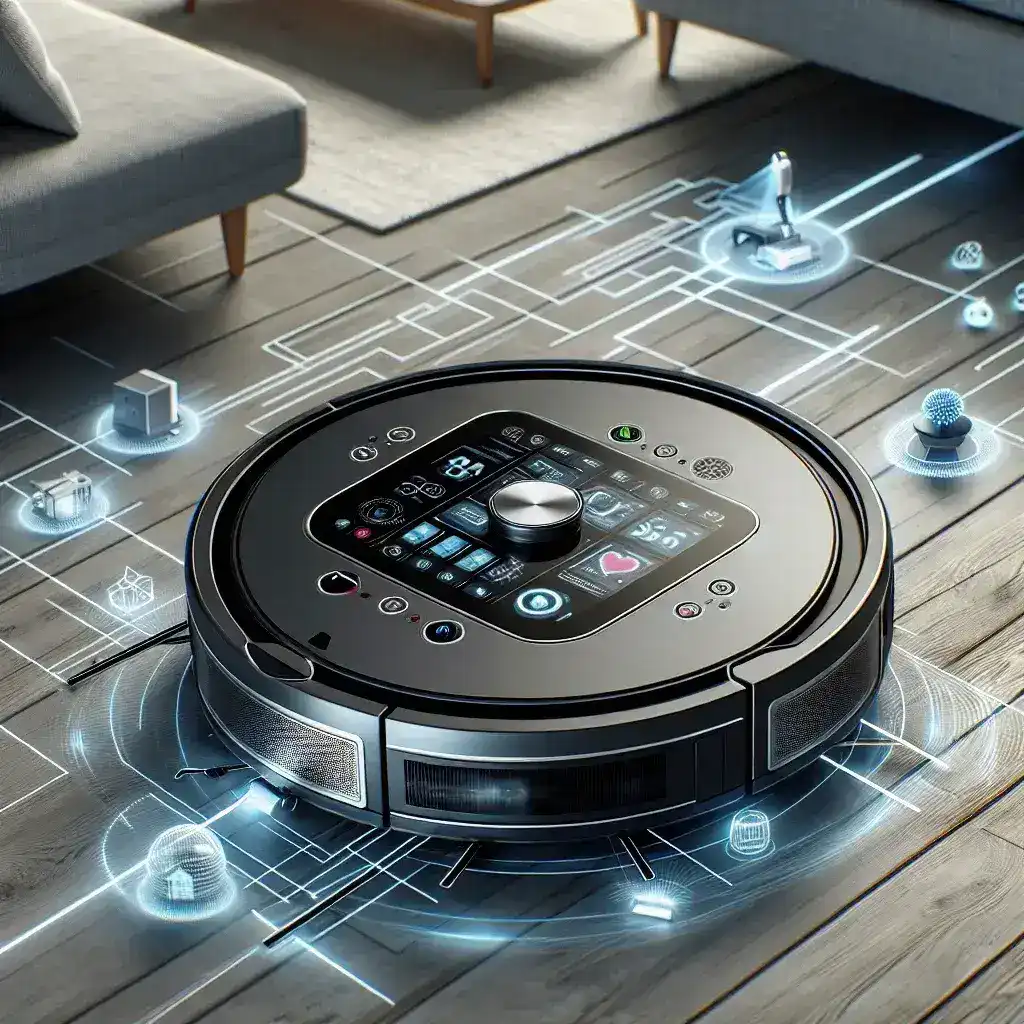 "Dyson vacuum robot featuring advanced AI multi-room navigation technology, designed for efficient home cleaning."